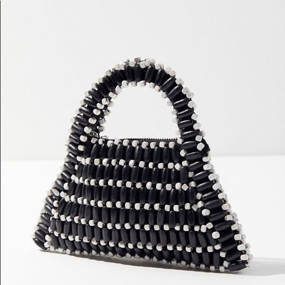 Urban Outfitters Black White Handbag Wood Beaded